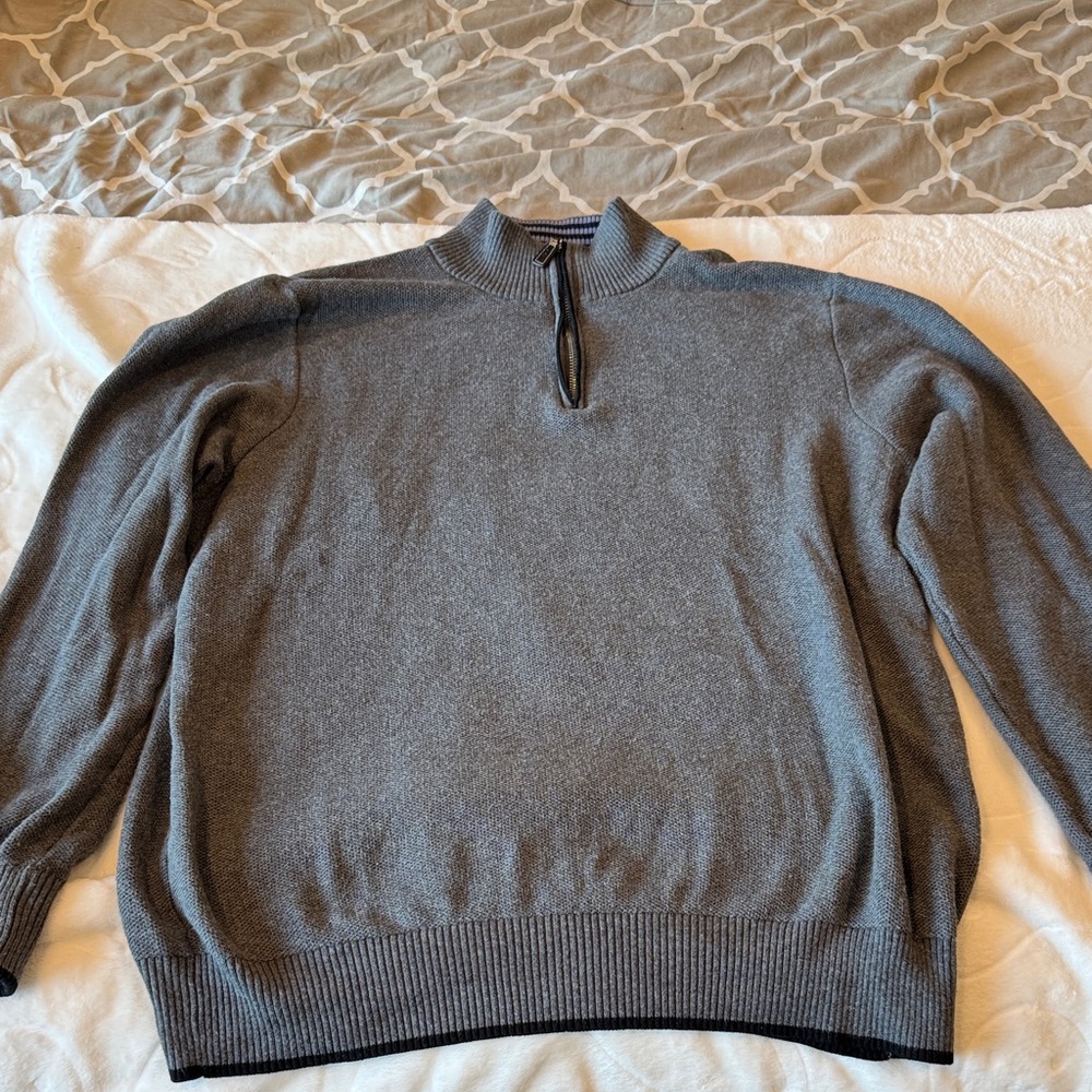 Tailorbyrd Men's Charcoal Zip-Up Sweater